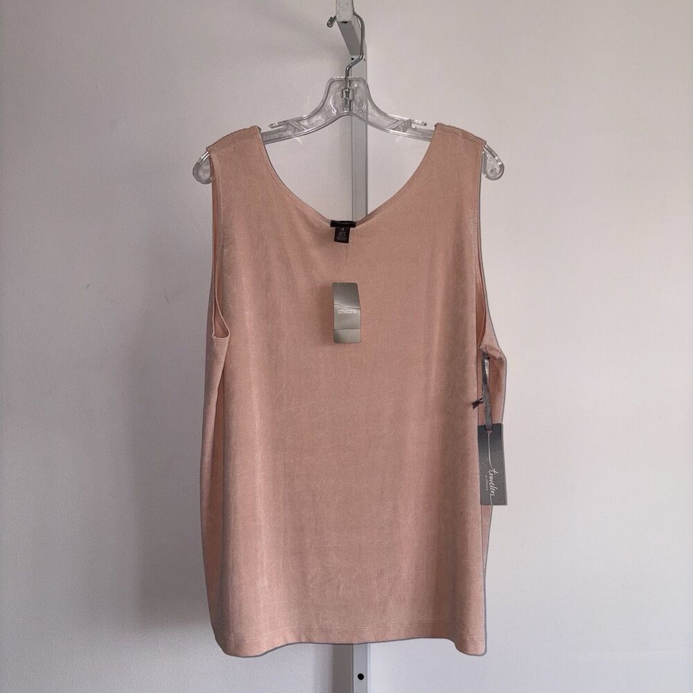 Chicos Travelers Essential Reversible Tank Top Paris Pink Size 4  20/22 XXL NEW